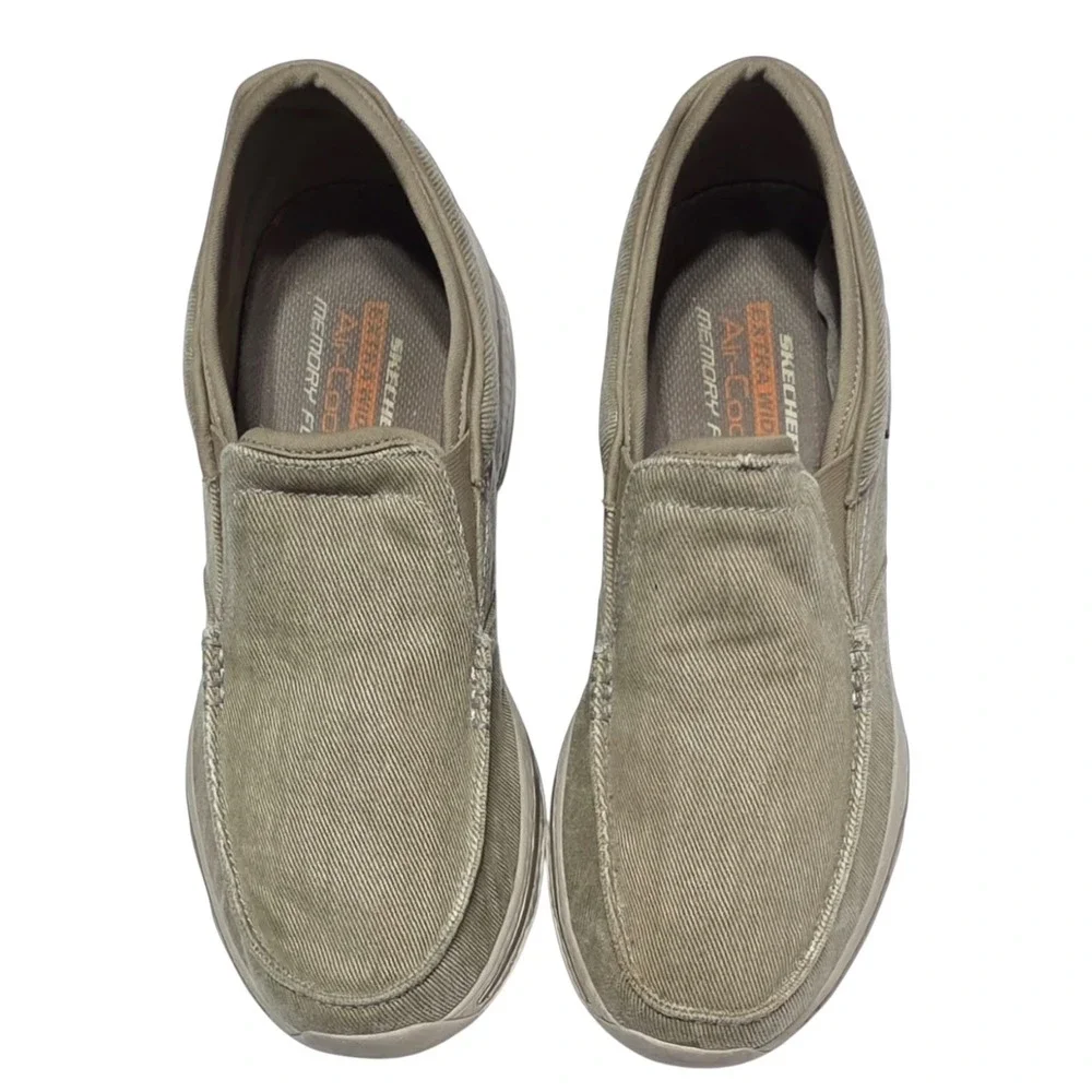 Skechers Mens Relaxed Fit Slipins Shoes Taupe Extra Wide Slip On Size 9